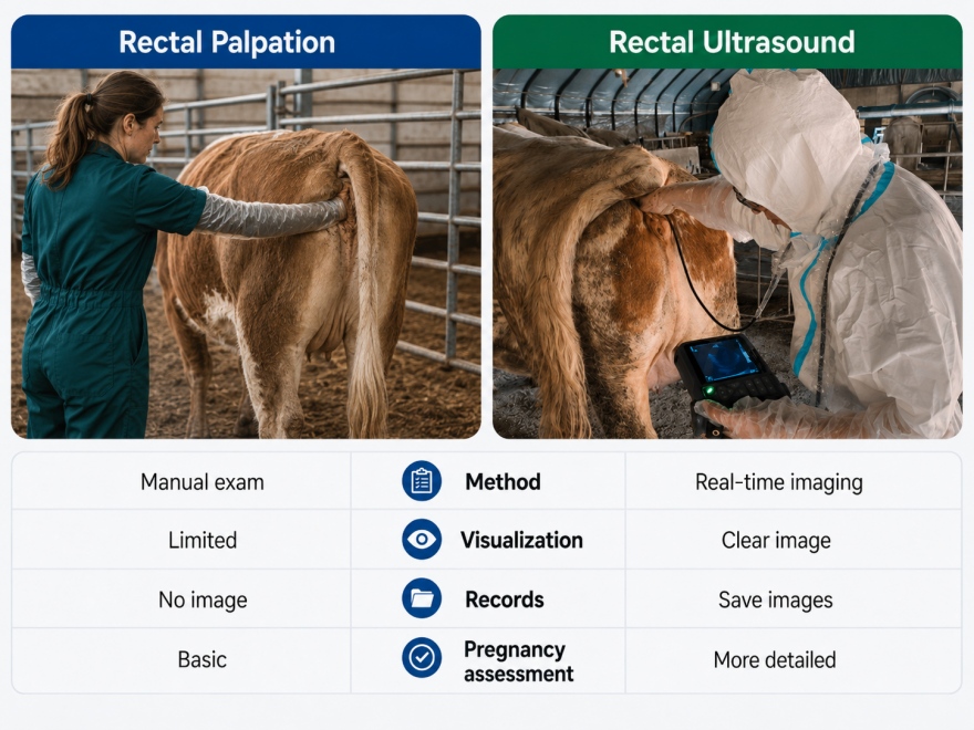 ultrasound vs rectal palpation cattle pregnancy diagnosis